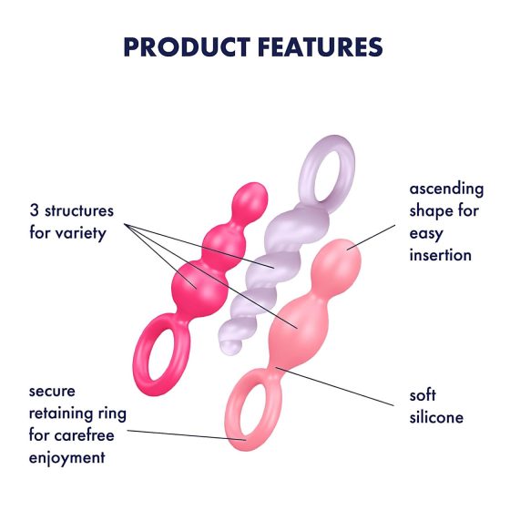 Satisfyer Booty Call - anální plug sada - barevná (3 kusy)