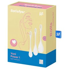   Satisfyer Yoni Power 1 – sada venušiných kuliček – bílá (3 kusy)