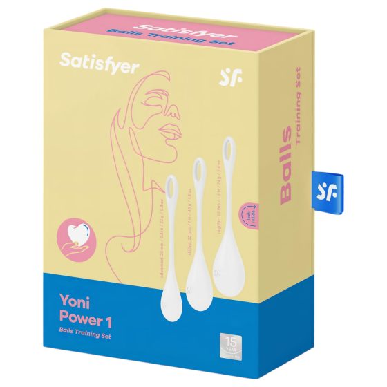 Satisfyer Yoni Power 1 – sada venušiných kuliček – bílá (3 kusy)