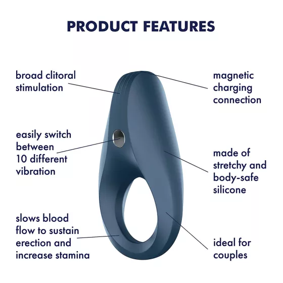 Satisfyer - vibrační erekční kroužek - voděodolný silikon modrý
