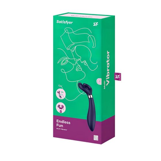 Satisfyer Endless Fun - akumulátorový, vodotěsný párový vibrátor (modrý)