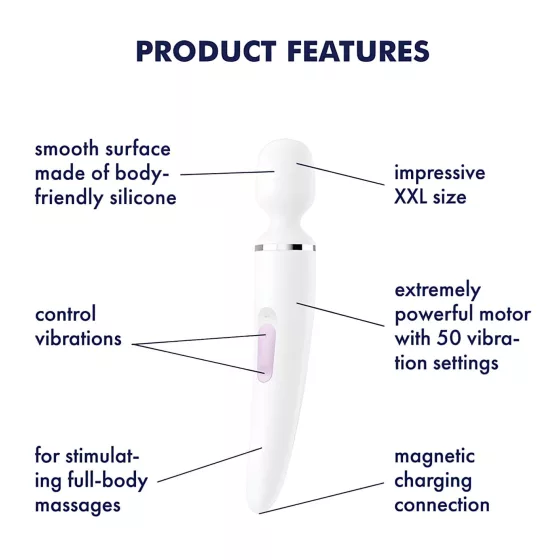 Satisfyer Wand-er Woman - vodotěsný masážní vibrátor (bílý)