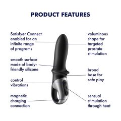   Satisfyer - anální vibrátor s ohřevem a vibracemi - černý
