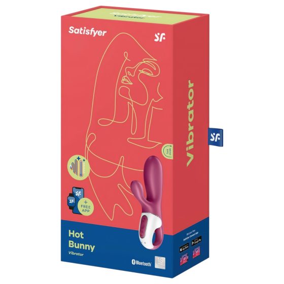 Satisfyer Hot Bunny - chytrý vyhřívací vibrátor s klitorální zahnutím (červený)