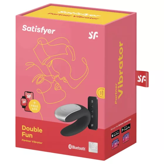Satisfyer Double Fun - párový vibrátor ovládaný aplikací (černý)