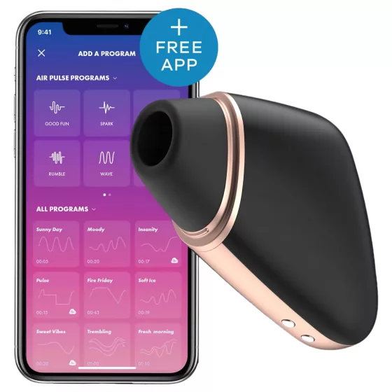 Satisfyer Love Triangle - aplikací ovládaný stimulátor klitorisu s tlakovými vlnami (černý)