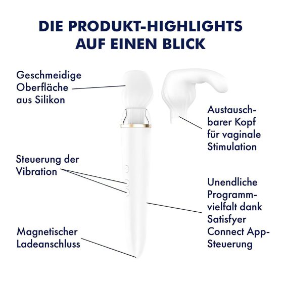 Satisfyer Double Wand-er - inteligentní masážní vibrátor (bílý)