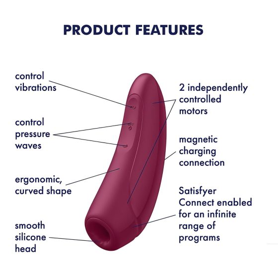 Satisfyer Curvy 1+ - chytrý stimulátor klitorisu s tlakovými vlnami - červený
