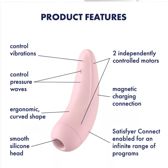 Satisfyer Curvy 2+ - chytrý stimulátor klitorisu na vlny vzduchu - růžový