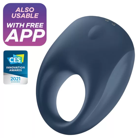 Satisfyer Strong One - vibrační erekční kroužek pro muže s ovládáním aplikací (modrý)