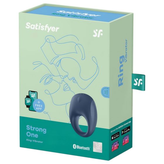 Satisfyer Strong One - chytrý vibrační kroužek na penis (modrý)