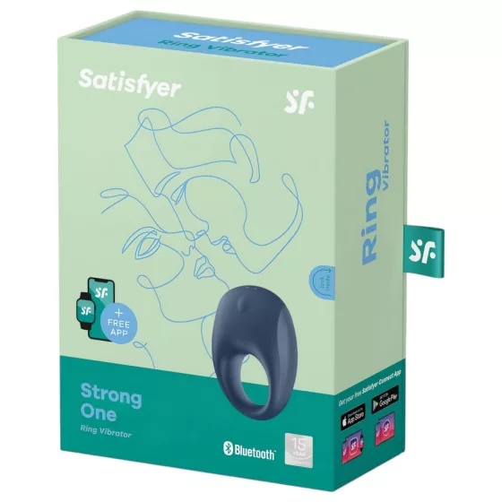 Satisfyer Strong One - vibrační erekční kroužek pro muže s ovládáním aplikací (modrý)