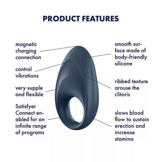 Satisfyer Mighty One - Vibrační erekční kroužek pro muže ovládaný aplikací (modrý)