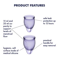   Satisfyer Feel Confident - sada menstruačních kalíšků (fialová)