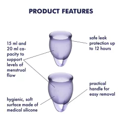   Satisfyer Feel Confident - menstruační kalíšek sada - fialová