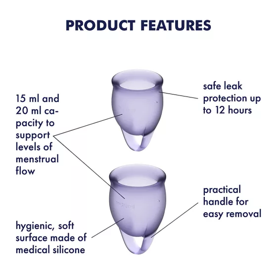 Satisfyer Feel Confident - menstruační kalíšek sada - fialová