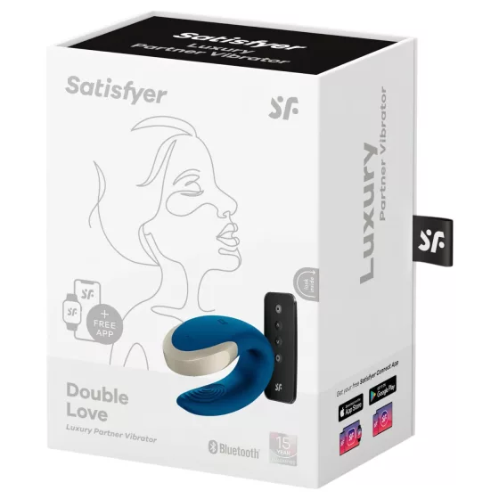 Satisfyer Double Love - párový vibrátor ovládaný aplikací (modrý)
