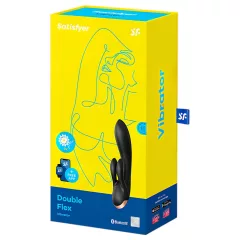   Satisfyer Double Flex - vibrátor s klitorálním ramenem ovládaný aplikací (černý)