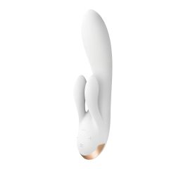   Satisfyer Double Flex - vibrátor s klitorálním ramenem - chytrý - bílý