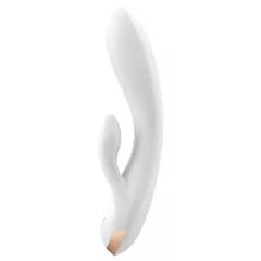   Satisfyer Double Flex - vibrátor s klitorálním ramenem ovládaný aplikací (bílý)