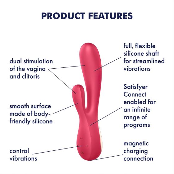 Satisfyer - vibrátor Mono Flex - vodotěsný, chytrý, červený