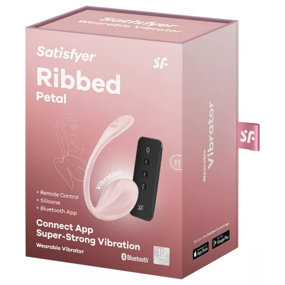 Satisfyer Ribbed Petal - nositelné vibrační vajíčko s rádiovým ovládáním (růžové)