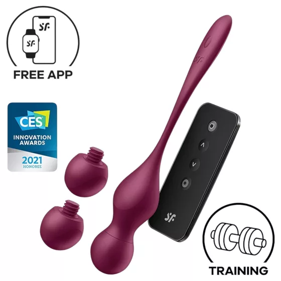 Satisfyer Love Birds Vary - vibrační venušiny kuličky ovládané aplikací (červené)