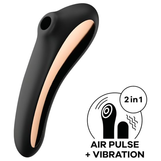 Satisfyer Dual Kiss - dobíjecí vaginální a klitoriální vibrátor (černý)