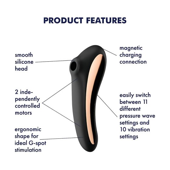 Satisfyer Dual Kiss - dobíjecí vaginální a klitoriální vibrátor (černý)