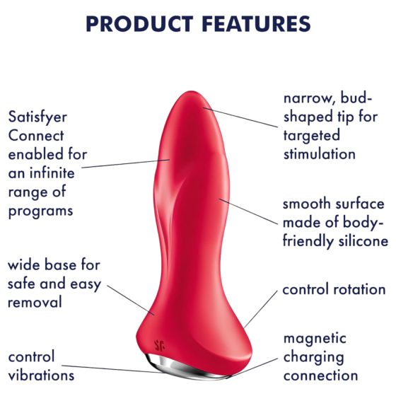 Satisfyer Rotator Plug 1 - perličkový anální vibrátor (červený)
