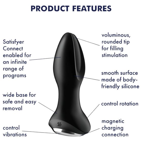 Satisfyer Rotator Plug 2 - perlový anální vibrátor (černý)