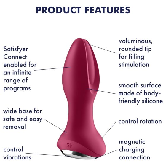Satisfyer Rotator Plug 2 - dobíjecí, perlový anální vibrátor (červený)