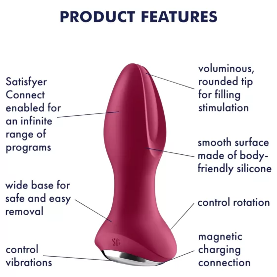 Satisfyer Rotator Plug 2 - akumulátorový, korálkový anální vibrátor (červený)