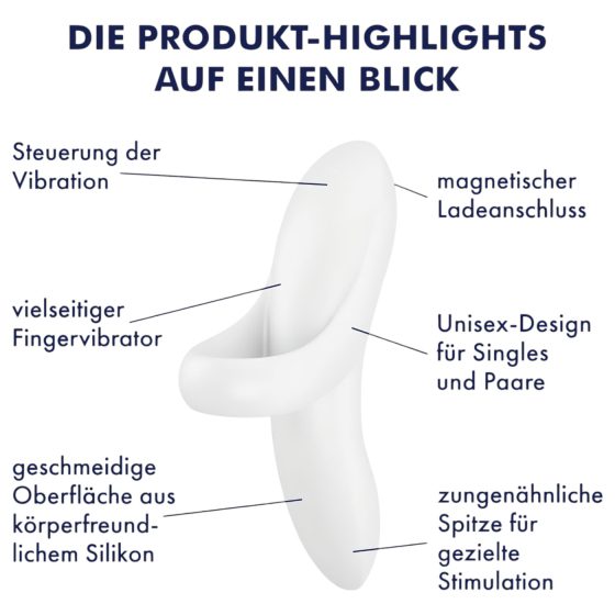 Satisfyer Odvážný Milenec - nabíjecí, voděodolný prstový vibrátor (bílý)