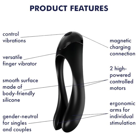 Satisfyer Candy Cane - akumulátorový vodotěsný dvouramenný vibrátor (černý)