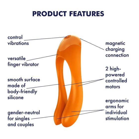 Satisfyer Candy Cane - akumulátorový, vodotěsný dvouhlavý vibrátor (oranžový)