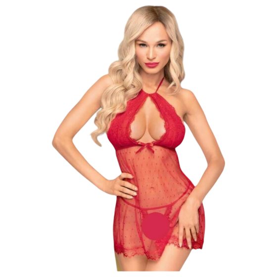Penthouse Libido Boost - krajkový babydoll a tanga (červené)
