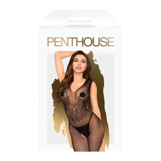 Penthouse - dámský síťovaný overal bez rukávů - černý