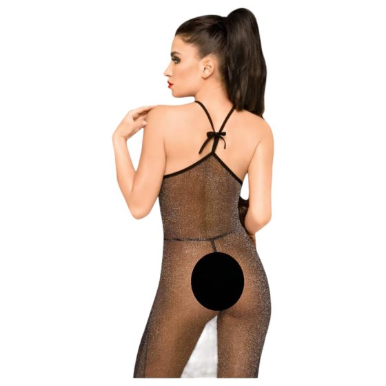 / Penthouse Love on Fire - třpytivý průhledný catsuit s tangy (černý)