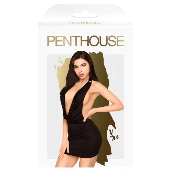 Penthouse - erotické šaty s halterem a tanga - černé - M/L