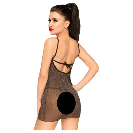 Penthouse Bombshell - třpytivé průsvitné šaty a tanga (černé)