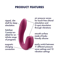   Satisfyer Sunray - akumulátorový, tlakový 2v1 vibrátor (červený)