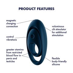  Satisfyer Glorious Duo - vibrační erekční kroužek (modrý)