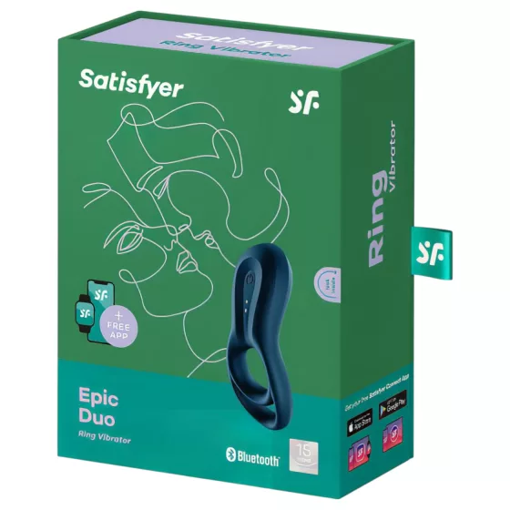 Satisfyer Epic Duo - vibrátorový erekční kroužek pro muže ovládaný aplikací (černý)