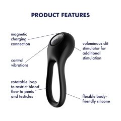   Satisfyer Majestic Duo - akumulátorový, vodotěsný kroužek na penis (černý)