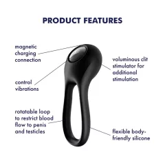   Satisfyer Majestic Duo - akumulátorový, vodotěsný erekční kroužek (černý)