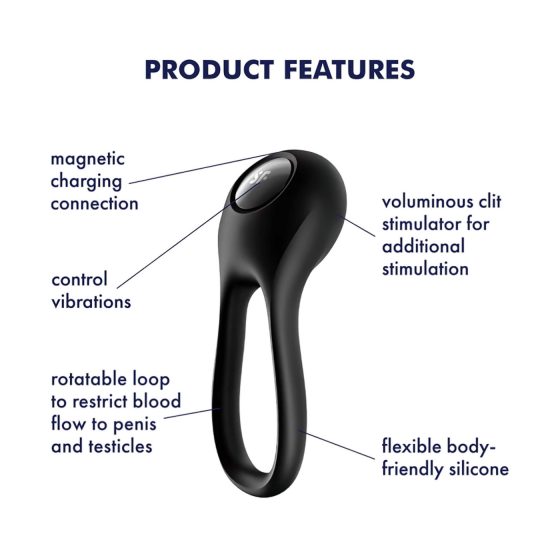 Satisfyer Majestic Duo - akumulátorový, vodotěsný kroužek na penis (černý)