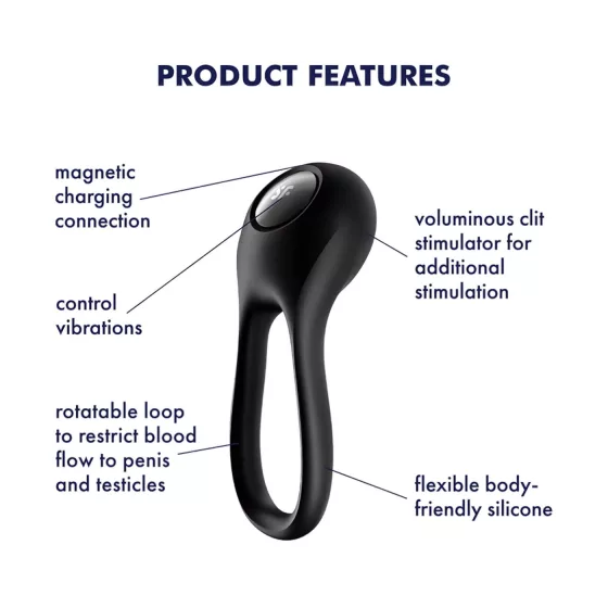 Satisfyer Majestic Duo - vibrační vodotěsný erekční kroužek - černý, dobíjecí