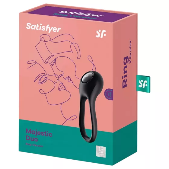 Satisfyer Majestic Duo - vibrační vodotěsný erekční kroužek - černý, dobíjecí
