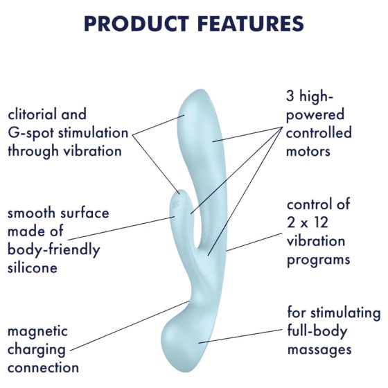Satisfyer Triple Oh - dobíjecí vibrátor s klitoriálním ramenem (modrý)
